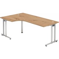 NANO 82 S | Schreibtisch - 200 x 120 Asteiche/Silber
