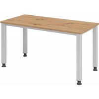 QUEO 614 S | Schreibtisch - höhenverstellbar 140 x 67 Asteiche/Silber