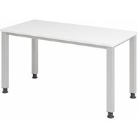 QUEO 614 S | Schreibtisch - höhenverstellbar 140 x 67 Weiß/Silber