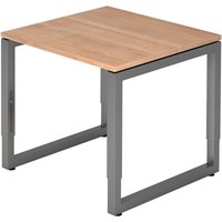 REGO 8 G | Schreibtisch - 80 x 80 höhenverstellbar Nussbaum/Graphit