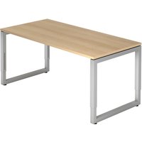 REGO 16 S | Schreibtisch - 160 x 80 Eiche/Silber höhenverstellbar