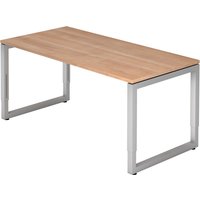 REGO 16 S | Schreibtisch - 160 x 80 Nussbaum/Silber höhenverstellbar