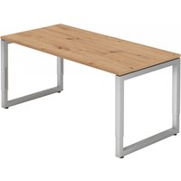 REGO 16 S | Schreibtisch - 160 x 80 höhenverstellbar Asteiche/Silber