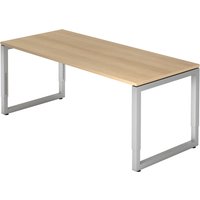 REGO 19 S | Schreibtisch - 180 x 80 Eiche/Silber höhenverstellbar