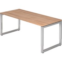 REGO 19 S | Schreibtisch - 180 x 80 Nussbaum/Silber höhenverstellbar