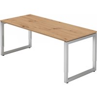 REGO 19 S | Schreibtisch - 180 x 80 höhenverstellbar Asteiche/Silber