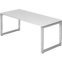 REGO 19 S | Schreibtisch - 180 x 80 höhenverstellbar Weiß/Silber