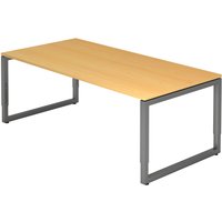 REGO 2E G | Schreibtisch - 200 x 100 höhenverstellbar Buche/Graphit