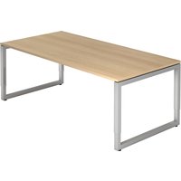 REGO 2E S | Schreibtisch - 200 x 100 Eiche/Silber höhenverstellbar