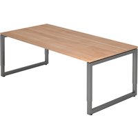 REGO 2E G | Schreibtisch - 200 x 100 höhenverstellbar Nussbaum/Graphit