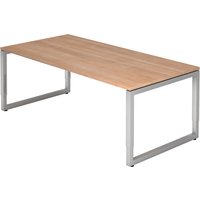 REGO 2E S | Schreibtisch - 200 x 100 Nussbaum/Silber höhenverstellbar