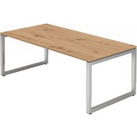 REGO 2E S | Schreibtisch - 200 x 100 höhenverstellbar Asteiche/Silber