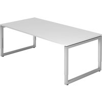 REGO 2E S | Schreibtisch - 200 x 100 höhenverstellbar Weiß/Silber