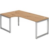 REGO 82 S | Schreibtisch - 200 x 120 höhenverstellbar Asteiche/Silber