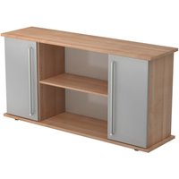 KAPA SB | Sideboard | mit Türen - Nussbaum/Silber Chromgriff Metall
