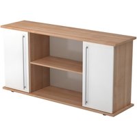 KAPA SB | Sideboard | mit Türen - Nussbaum/Weiß Relinggriff Kunststoff