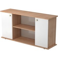 KAPA SB | Sideboard | mit Türen - mit Knauf Nussbaum/Weiß