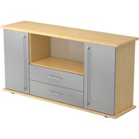 KAPA SB | Sideboard | mit Türen + Schüben - Ahorn/Silber Relinggriff Kunststoff