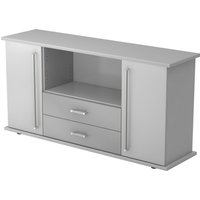 KAPA SB | Sideboard | mit Türen + Schüben - Grau Chromgriff Metall