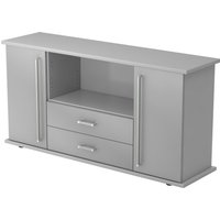 KAPA SB | Sideboard | mit Türen + Schüben - Grau/Silber Chromgriff Metall