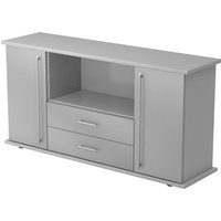 KAPA SB | Sideboard | mit Türen + Schüben - Grau/Silber Relinggriff Kunststoff