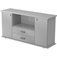 KAPA SB | Sideboard | mit Türen + Schüben - Grau/Silber Streifengriff Kunststoff
