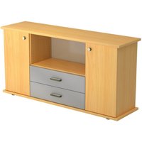 KAPA SB | Sideboard | mit Türen + Schüben - Buche Streifengriff Kunststoff