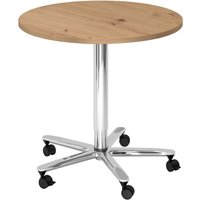 BISTRO 80R C - System Konferenztisch Chrom Ø 80 Asteiche