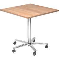 BISTRO 88Q C - System Konferenztisch Nussbaum 80 x 80 Chrom