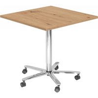 BISTRO 88Q C - System Konferenztisch 80 x 80 Chrom Asteiche