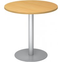 BISTRO F80R S - System Konferenztisch Buche Silber Ø 80