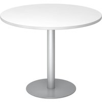 BISTRO F100R S - System Konferenztisch Weiß Silber Ø 100