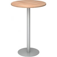 BISTRO H80R S - System Konferenztisch Nussbaum Silber Ø 80