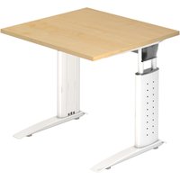 UNDA 8 W | Schreibtisch - 80 x 80 höhenverstellbar Ahorn/Weiß