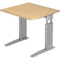 UNDA 8 S | Schreibtisch - 80 x 80 Ahorn/Silber höhenverstellbar