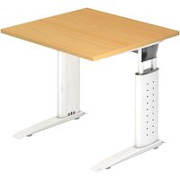 UNDA 8 W | Schreibtisch - 80 x 80 höhenverstellbar Buche/Weiß