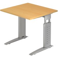 UNDA 8 S | Schreibtisch - 80 x 80 Buche/Silber höhenverstellbar