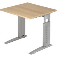UNDA 8 S | Schreibtisch - 80 x 80 Eiche/Silber höhenverstellbar