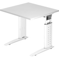 UNDA 8 W | Schreibtisch - 80 x 80 höhenverstellbar Weiß/Weiß