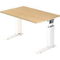 UNDA 12 W | Schreibtisch - 120 x 80 höhenverstellbar Ahorn/Weiß