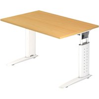 UNDA 12 W | Schreibtisch - 120 x 80 höhenverstellbar Buche/Weiß