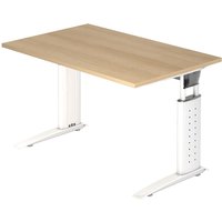 UNDA 12 W | Schreibtisch - 120 x 80 höhenverstellbar Eiche/Weiß