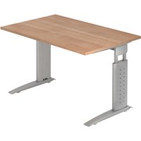 UNDA 12 S | Schreibtisch - 120 x 80 Nussbaum/Silber höhenverstellbar