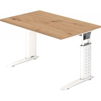 UNDA 12 W | Schreibtisch - 120 x 80 höhenverstellbar Asteiche/Weiß