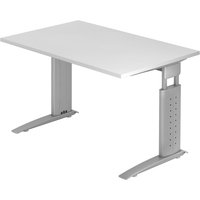 UNDA 12 S | Schreibtisch - 120 x 80 höhenverstellbar Weiß/Silber