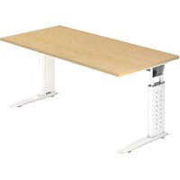 UNDA 16 W | Schreibtisch - 160 x 80 höhenverstellbar Ahorn/Weiß
