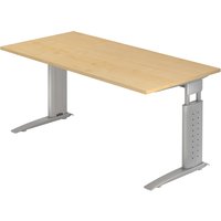UNDA 16 S | Schreibtisch - 160 x 80 Ahorn/Silber höhenverstellbar
