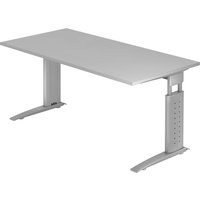UNDA 16 S | Schreibtisch - 160 x 80 Grau/Silber höhenverstellbar