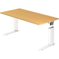 UNDA 16 W | Schreibtisch - 160 x 80 höhenverstellbar Buche/Weiß