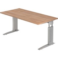 UNDA 16 S | Schreibtisch - 160 x 80 Nussbaum/Silber höhenverstellbar